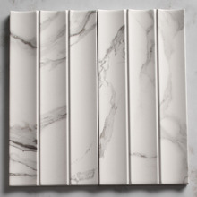 Teemo Matt Flute Statuario Marble Look Porcelain Tile